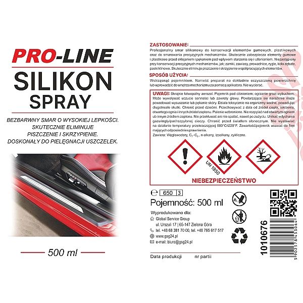 Silikon smar w sprayu do pielegnacji uszczelek PRO-LINE 500ml