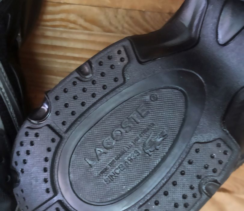 Lacoste кроссовки мужские черные кожа/текстиль модные