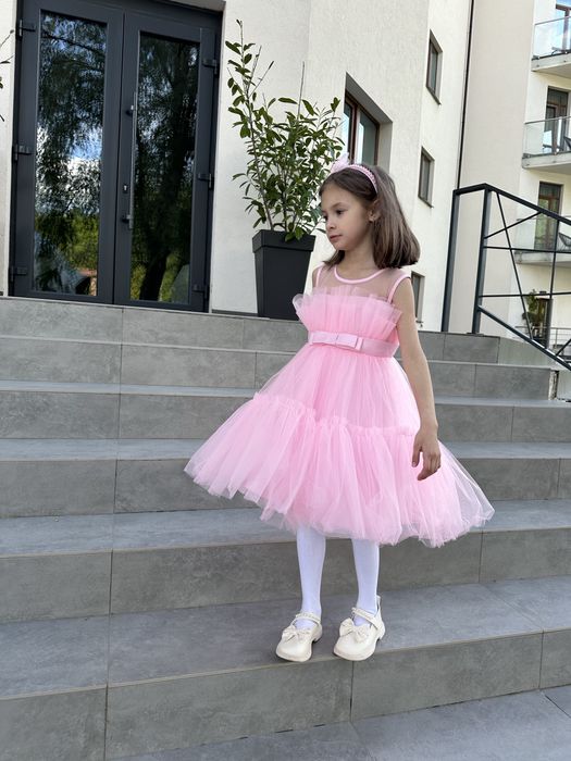 Сукня дитяча рожева пишна платье детское 74 80 110 116 120 122 плаття