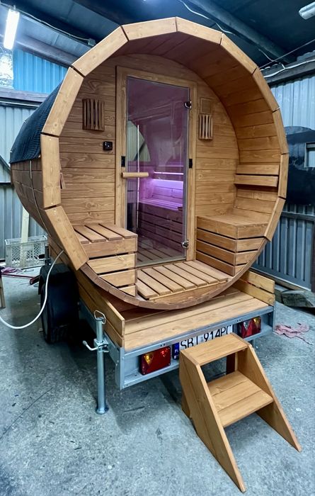 Sauna mobilna, sauna na kołach różne konfiguracje