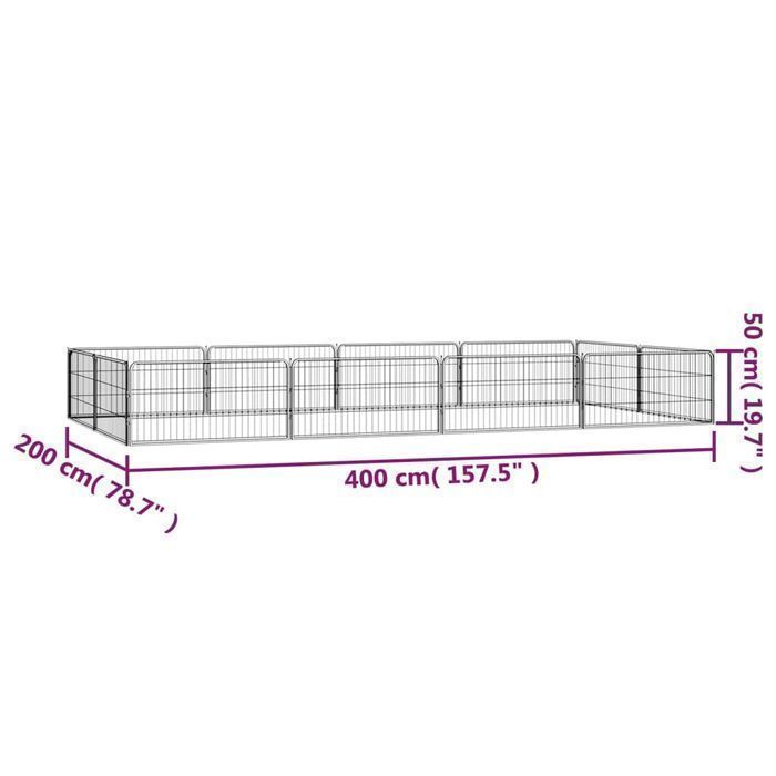Vidaxl Kojec Dla Psa, 12 Panele, Czarny, 100X50 Cm, Stal
