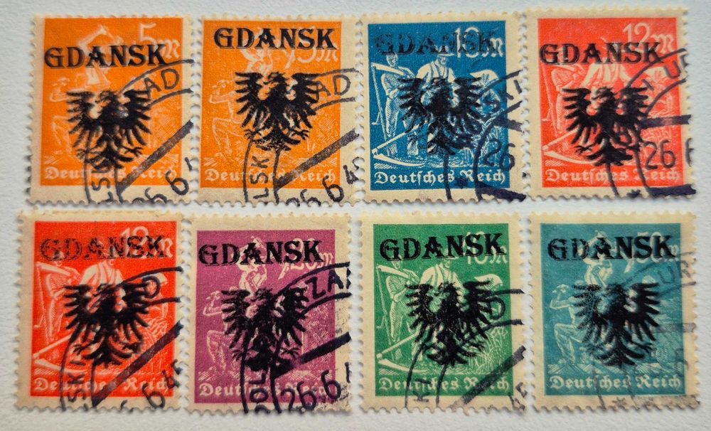 Німеччина серія марок з наддруком Гданськ Gdansk 8 марок