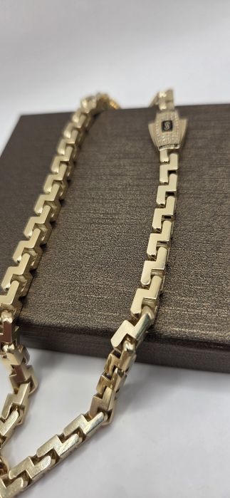 Kozacki lancuch złoty pr 585 14K zapiecie Monaco