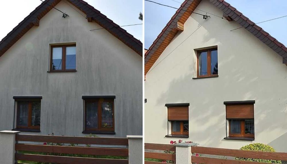 Mycie elewacji, kostki brukowej, dachów