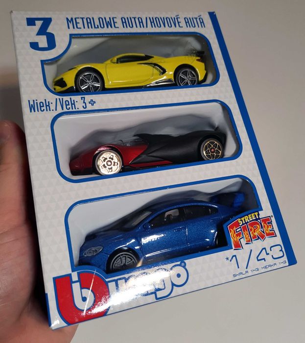 NOWY zestaw 3 autek Bburago 1:43, Kolekcja Burago, samochody, prezent