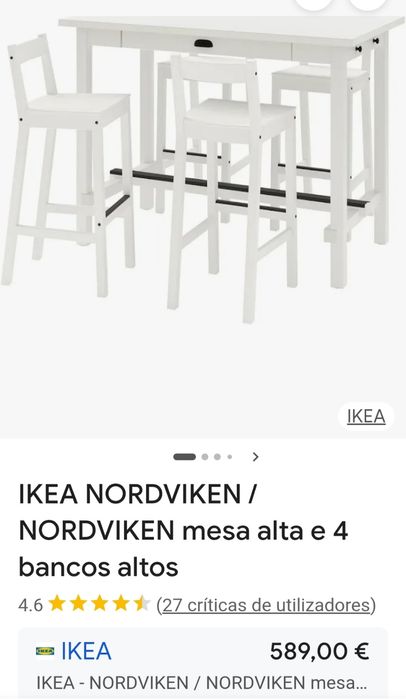 Mesa alta com 4 cadeiras. ( Ikea)