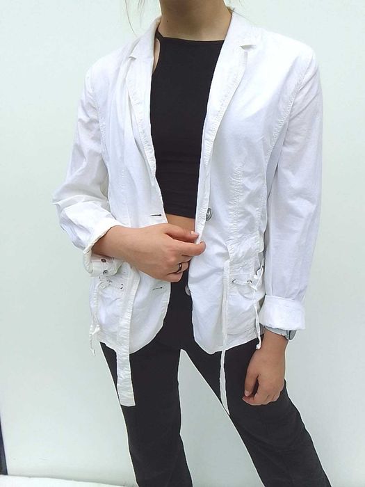 Luisa Cerano ekskluzywny letni bawełniany biały żakiet 100% cotton M L