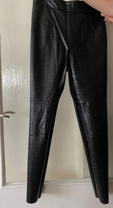 Spodnie damskie skórzane Zara wysoki stan