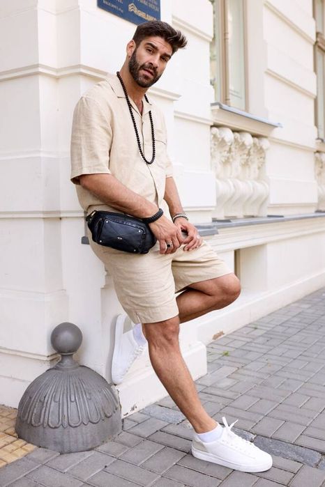 skórzana nerka męska z frontową kieszenią - peterson