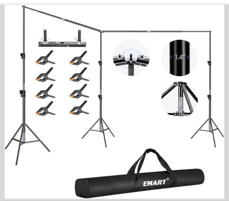 Підставка для фону EMART EM-BS3060 3x6 м для фотостудії Чорна поворотна (A716)