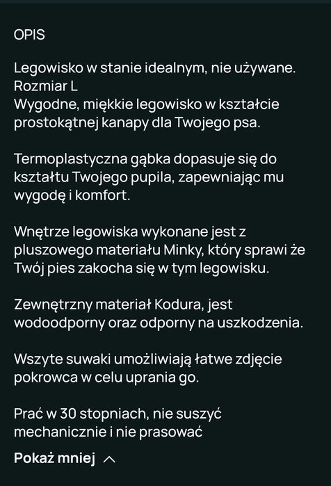 Posłanie dla psa roz L