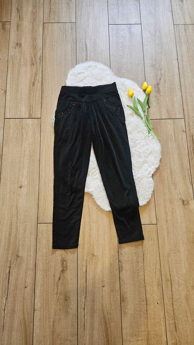 Leginsy s m cyrkonie cienkie czarne wygodne  kieszonki