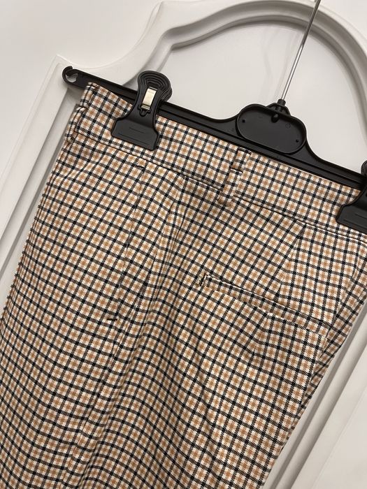 MAX MARA piękne spodnie w kratkę na kant z paskiem w talii