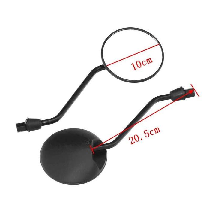 Par espelhos homologados haste redondos 10 cm M10 plástico PRETO moto