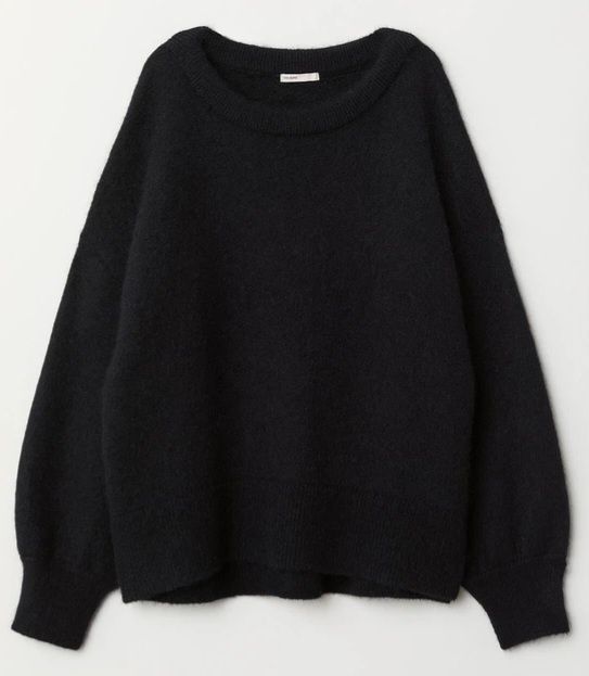 H&M M 25% Moher 25% wełna czarny luźny sweter