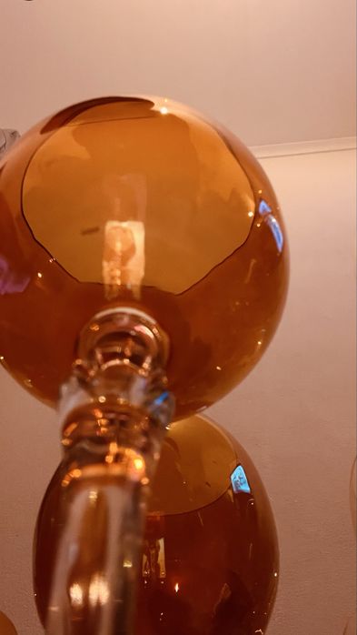•	Conjunto de 8 Copos de Cristal Âmbar em Excelente Estado