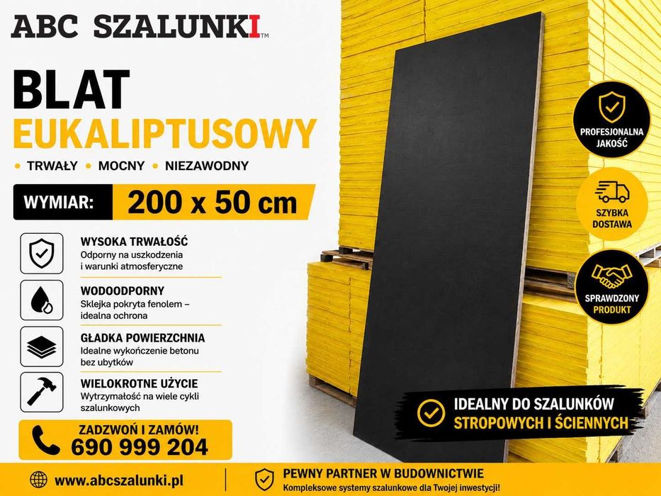 Blat trójwarstwowy Eukaliptus 200x50 nowy SUPER CENA