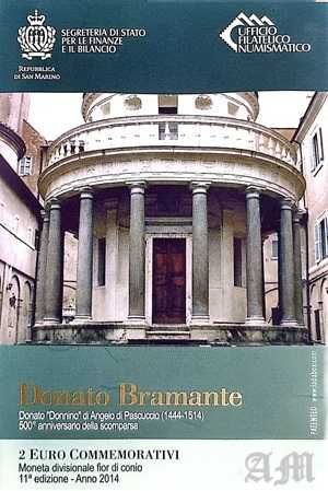San Marino Moeda 2€ 500º aniversário da morte de Bramante Lazzari