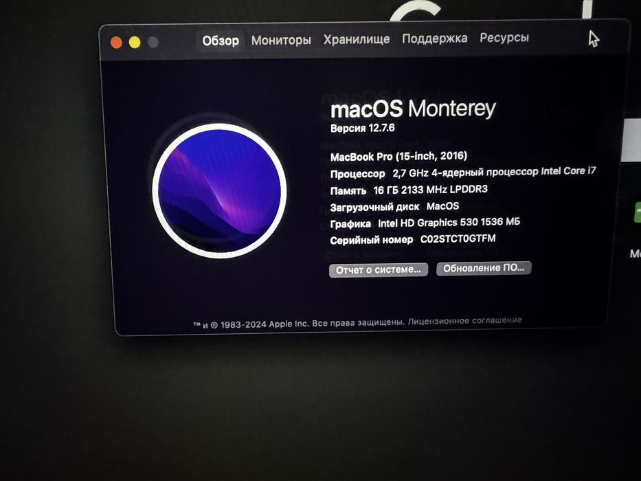 Материнська плата Macbook pro А1707 i7, 512 gb, 16gb оперативної пам'ят