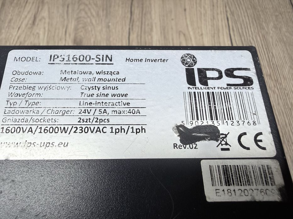 UPS 1600W IPS160-SIN Zasilanie awaryjne CO