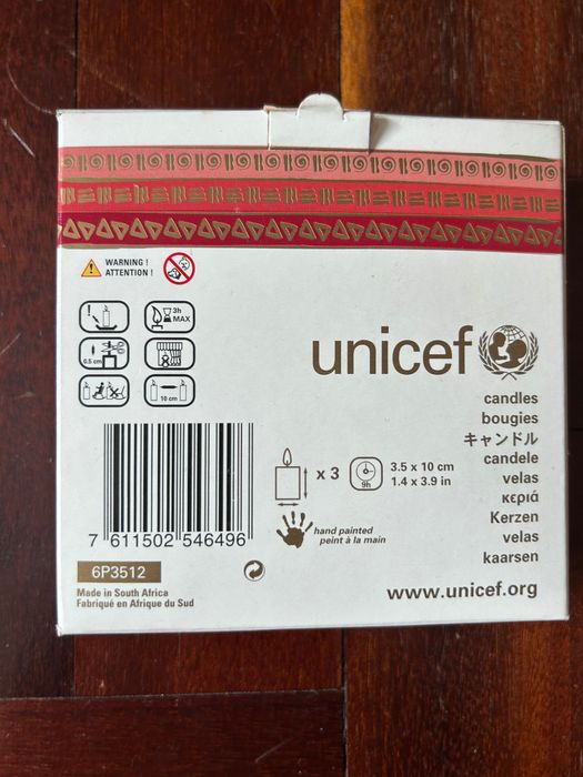 Lote de 3 Velas Unicef Pintadas à Mão