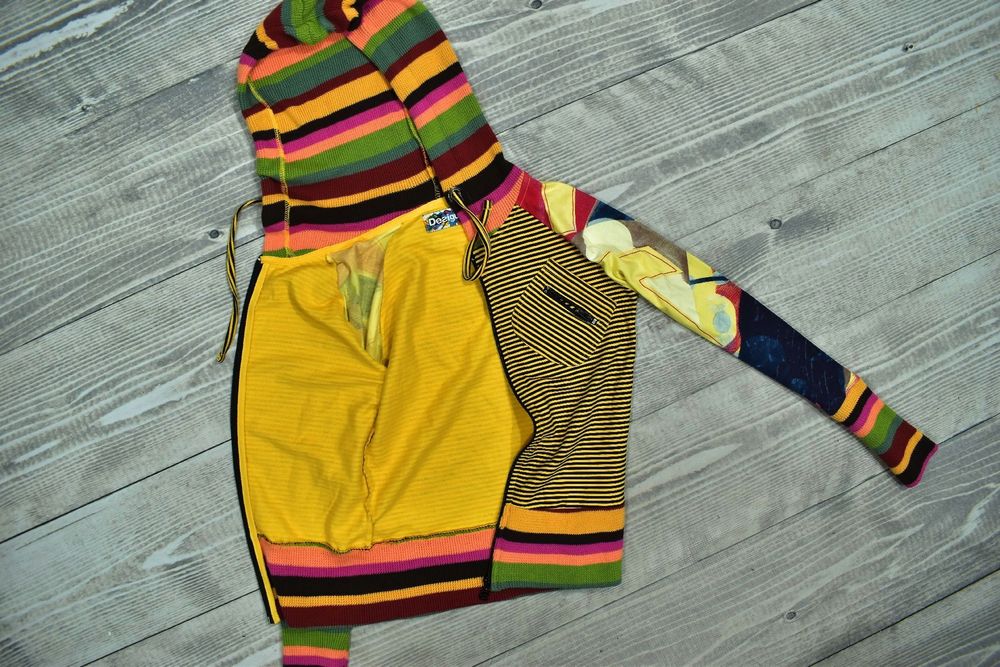 Desigual Damska Bluza Z Kapturem W Stylu Nepalskim Patchwork Xs