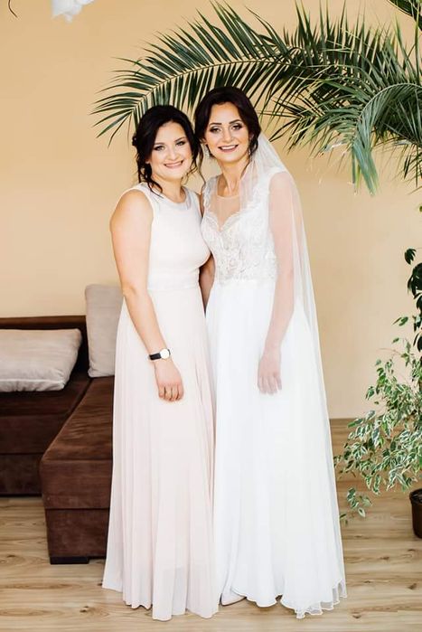 Suknia ślubna muslin-koronka, 36-38, boho,minimalizm.