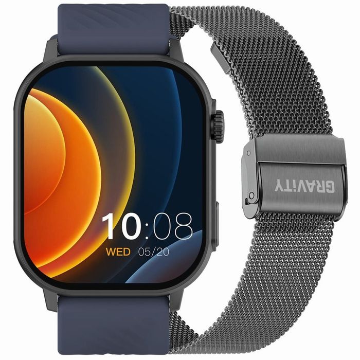 smartwatch gravity gt15-4 niebieski pasek silikonowy + tytanowa