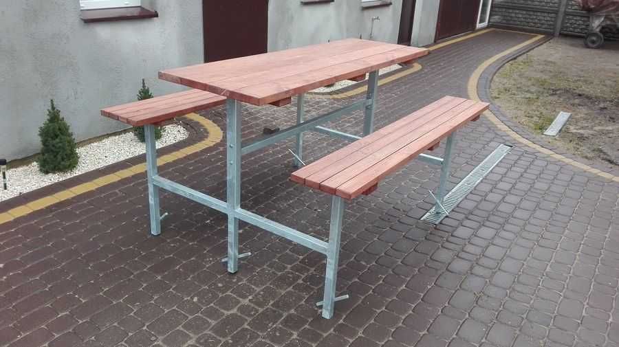 Zestaw piknikowy do przykręcenia, parkowy, miejski, na plac zabaw, stół dwa siedziska PIKNIKOWY LOFT