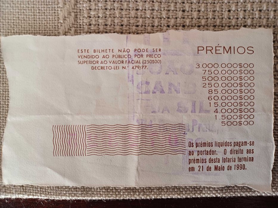 Bilhetes de lotaria antigos - colecção