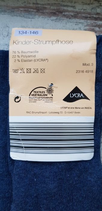 Rajstopy dziewczęce ganatowe 134-146