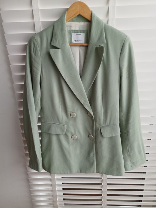 Marynarka dwurzędowa Bershka miętowa