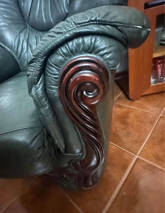 Sofás conjunto de 3 sofás Vintage em Pele