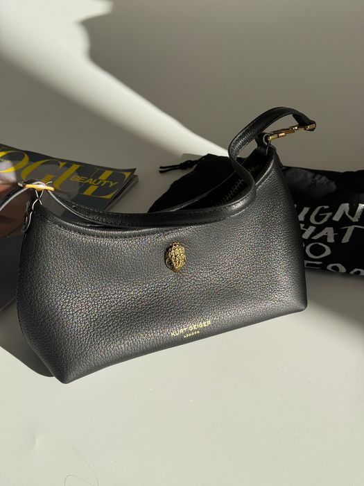 Жіноча сумка-багет Kurt Geiger, чорна, шкіряна