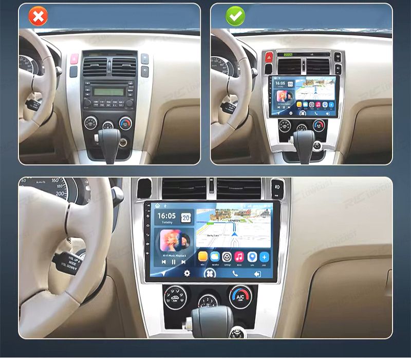 RÁDIO GPS 10'' ANDROID 13 HYUNDAI TUCSON 06-13 2 DIN 4GB+64GB