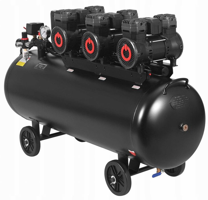 Kompresor Bezolejowy 200L Sprężarka 3x2200W Separator  Gliceryną