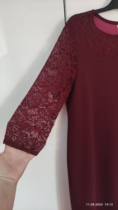 Bordowa klasyczna sukienka r 48 50