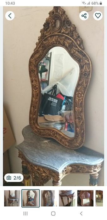 Mesa apoio dourada com espelho