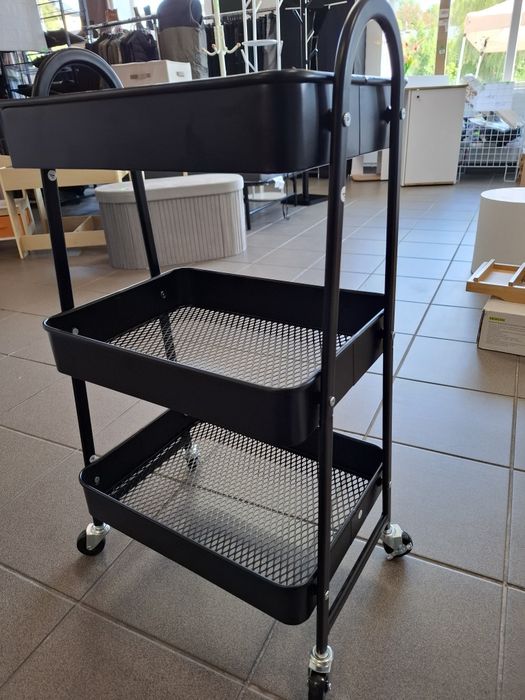 Trzypoziomowy metalowy wózek organizer na kółkach