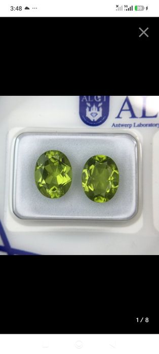 Par de Peridotos Naturais 4.08 CT totais -Certificado ALGT--