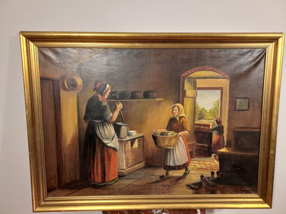 Stary obraz na płótnie sygnowany