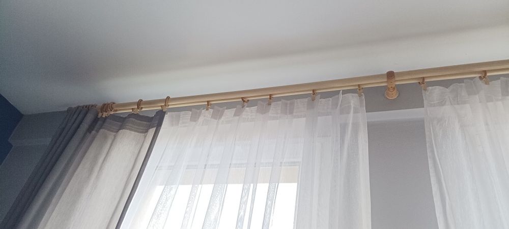 Karnisz podwójny drewniany  3 m