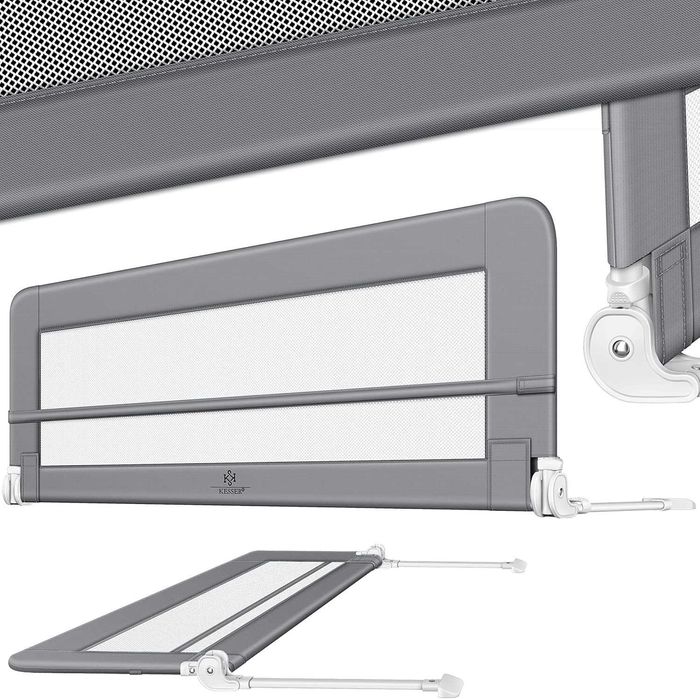 Kratka ochronna do łóżeczka dziecięcego, szara 200 cm, KESSER®