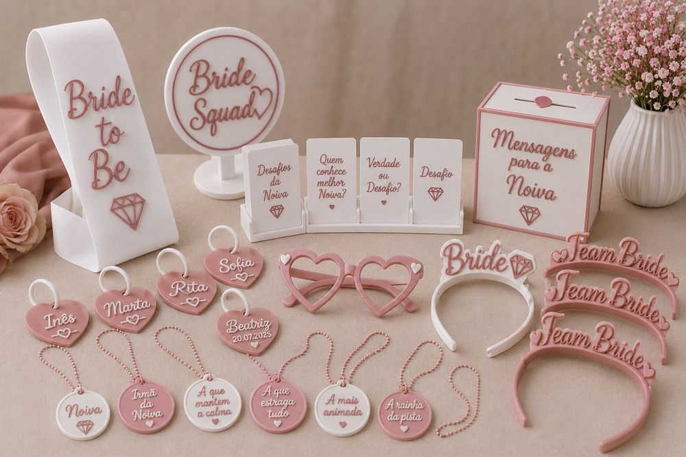 Acessórios para Despedida de Solteira | Peças personalizadas feitas à medida | Bride | Casamento