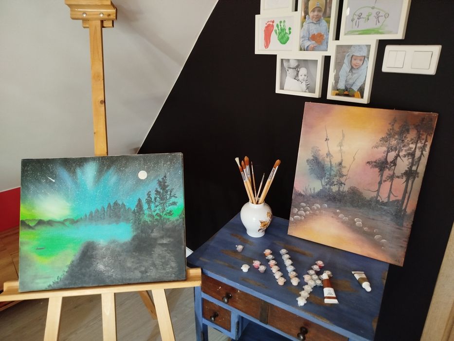 Obrazy na płótnie, zorza polarna i zachód słońca