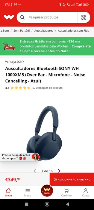 Fones Sony WH-1000XM5 Novo