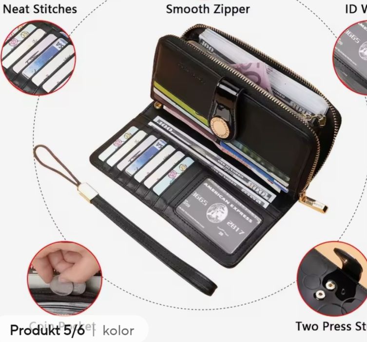 Portfel skorzany,  lakierowany, nowy