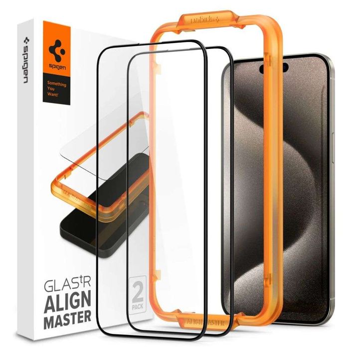 Szkło hartowane Spigen Glas.tR AlignMaster do iPhone 15 Pro Max 6.7 2pack