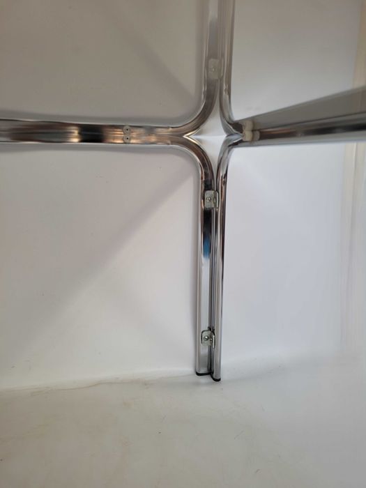 bauhaus stolik chromowany dymione szkło 83x83x46 vintage lata 70 masywny