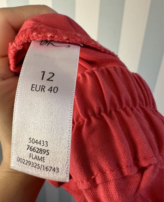 Czerwone bawełniane spodnie damskie 7/8 szerokie L 40 Bhs